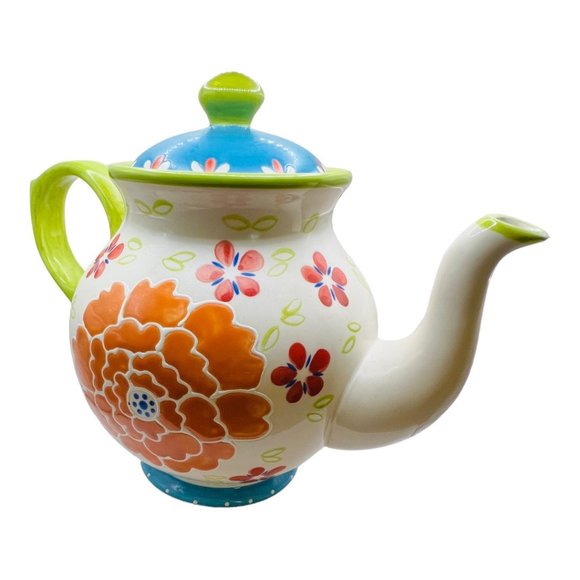 Hand Painted Vintage Teapot, Artistic Accents by Coastline Imports - Picture 3 of 9